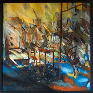 sommernacht, ölbild von manfred Bock moosbach. Das Bild findet sich in der Ausstellung mit vielen anderen Gemälden und Zeichnungen. Es stellt eine laue Dämmerstunde in Passau vor dem Scharfrichterhaus dar. Cobund-Galleries wird weitere Projekte zeigen.